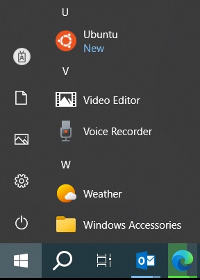 Windows Subsystem for Linux icon shown in the Windows Start Menu