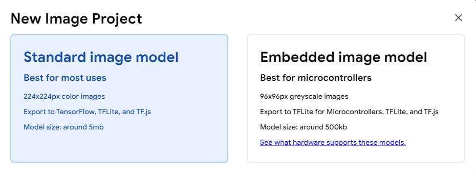 teachable machine-standard image model