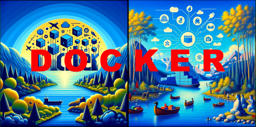 Docker, a technology of containerizations — AI Art generated by DALL-E